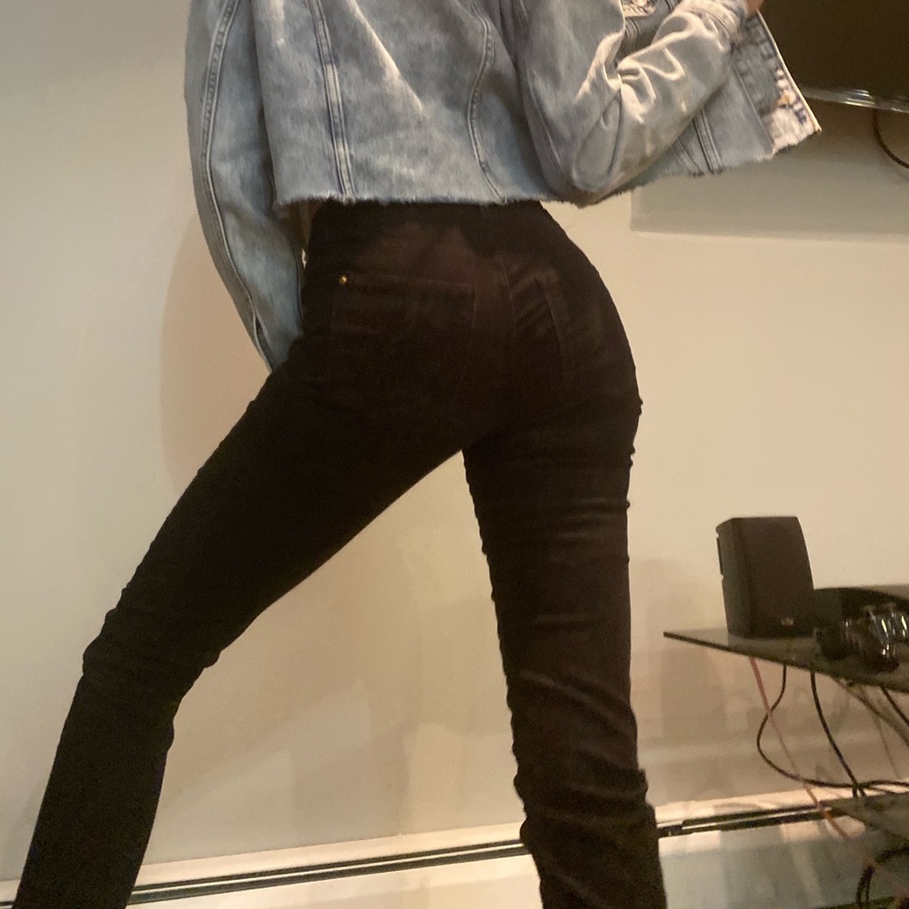 Black Corduroy pants with flower detailing!!!